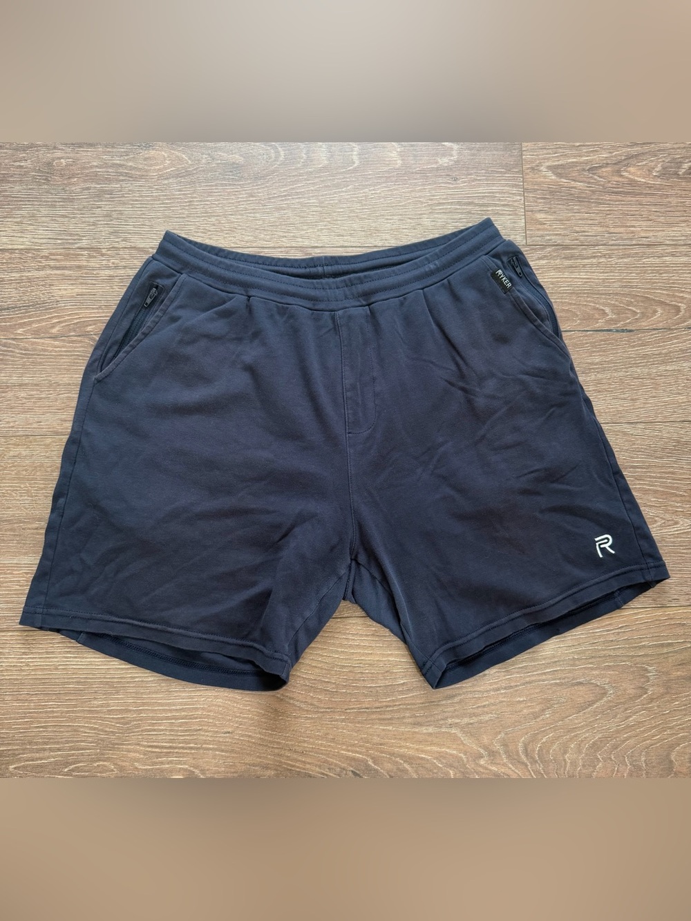 Ryker Athletic Shorts Mens Large Navy Organic Cotton Merino Wool Zip Pockets